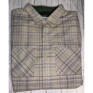Columbia Mens Large‎ Beige Plaid Omni Wick Advanced Evaporation Shirt Outdoor